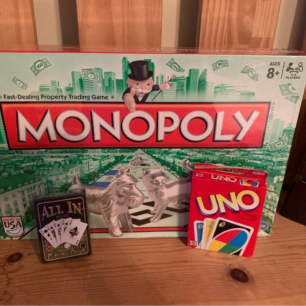 Monopoly , Uno , playing cards